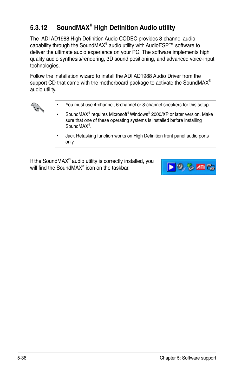 12 soundmax® high definition audio utility, 12 soundmax, High definition audio utility -36 | High definition audio utility | Asus P5B Premium Vista Edition User Manual | Page 146 / 190