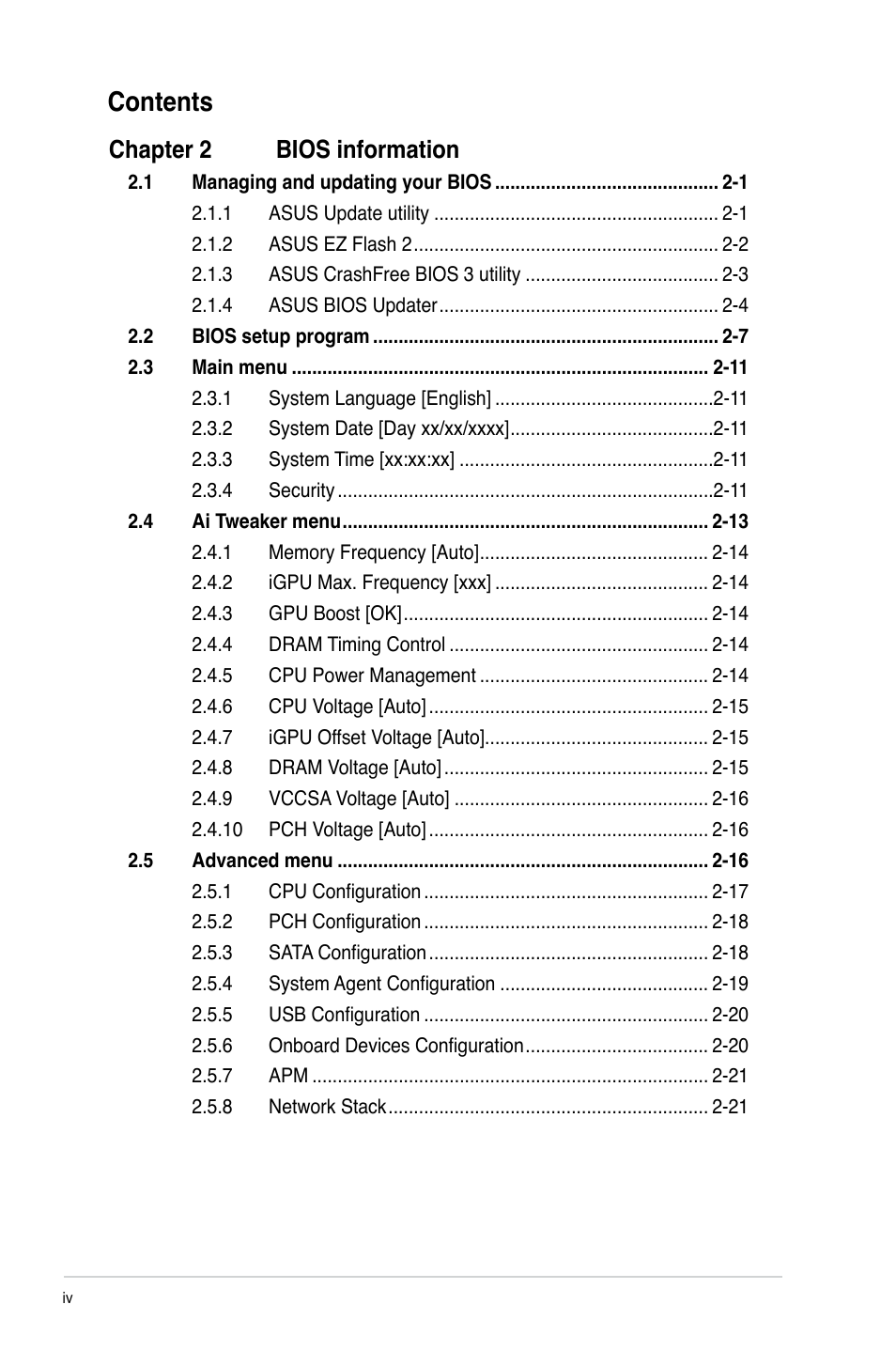 Asus P8H77-I User Manual | Page 4 / 76