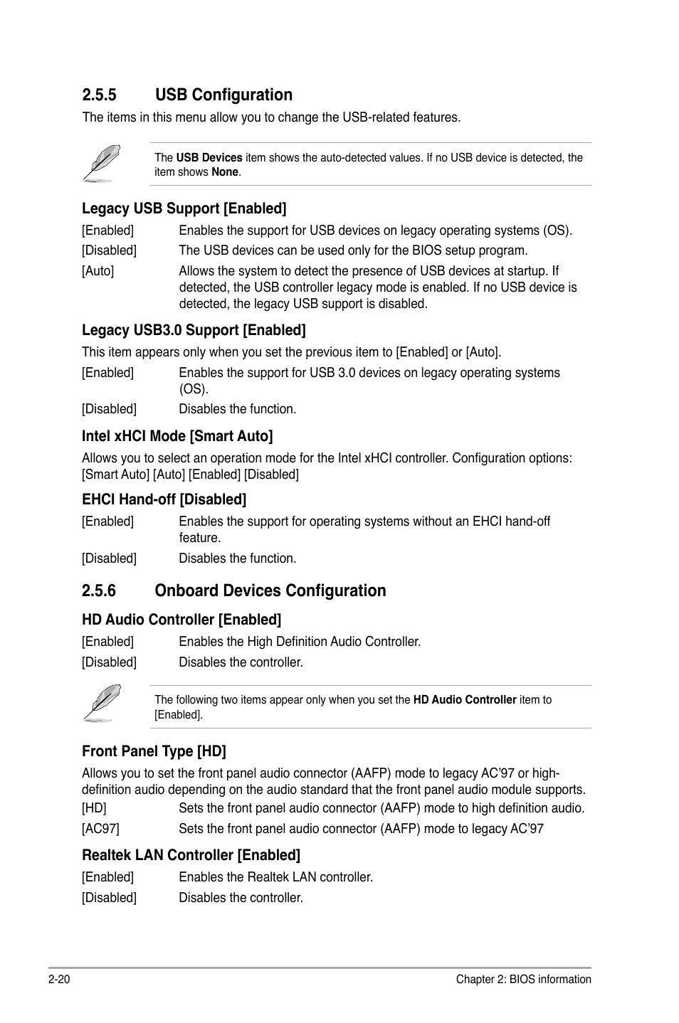 5 usb configuration, 6 onboard devices configuration, Usb configuration -20 | Onboard devices configuration -20 | Asus P8H77-I User Manual | Page 62 / 76