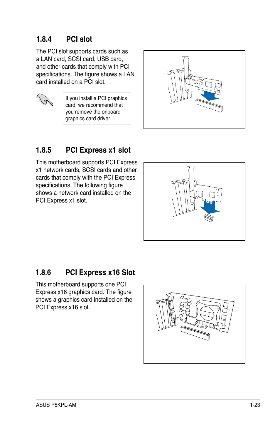 4 pci slot, 6 pci express x16 slot, 5 pci express x1 slot | Asus P5KPL-AM/PS User Manual | Page 35 / 90