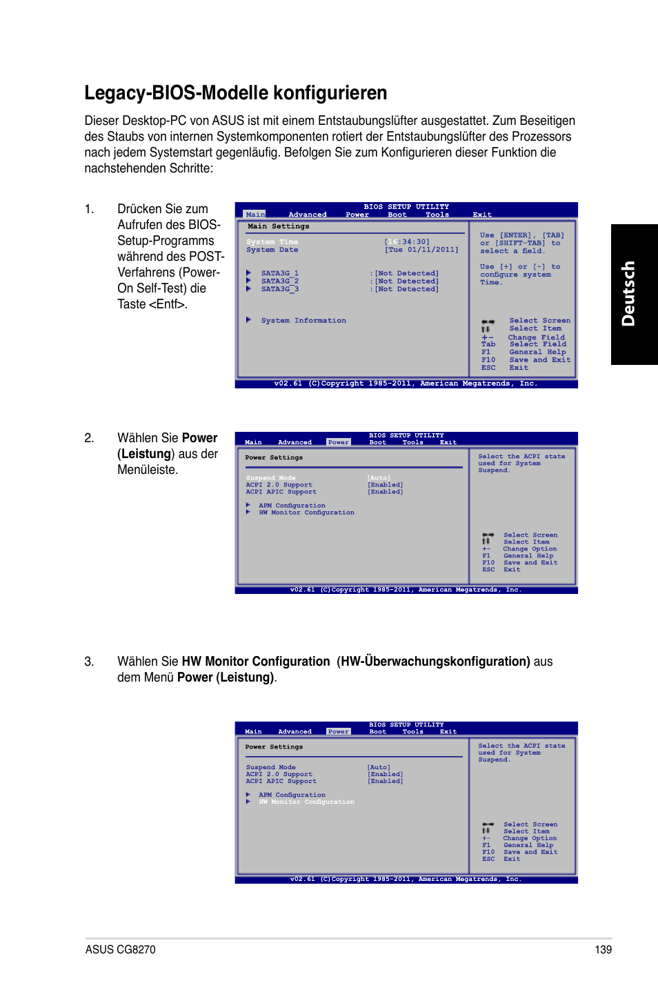 Legacy-bios-modelle konfigurieren, Deutsch d eutsch | Asus CG8270 User Manual | Page 141 / 536