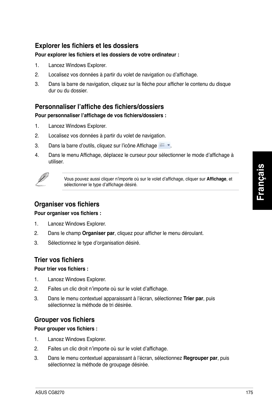 Fr an ça is fra nç ais | Asus CG8270 User Manual | Page 177 / 536