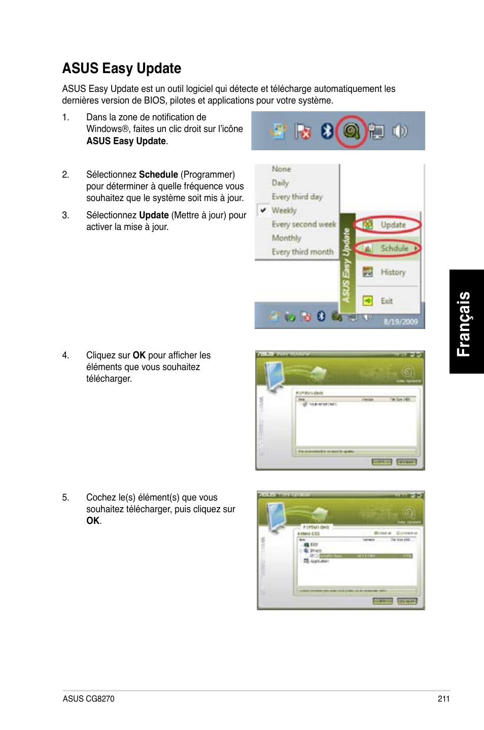 Asus easy update, Fr an ça is fra nç ais, Asus.easy.update | Asus CG8270 User Manual | Page 213 / 536