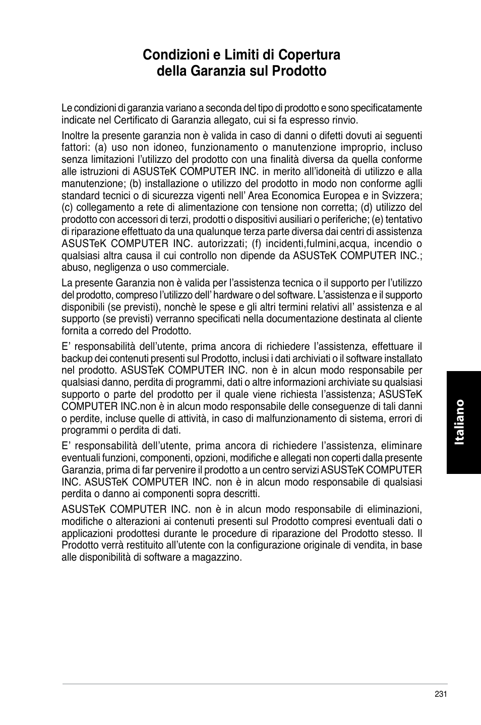 Italiano | Asus CG8270 User Manual | Page 233 / 536