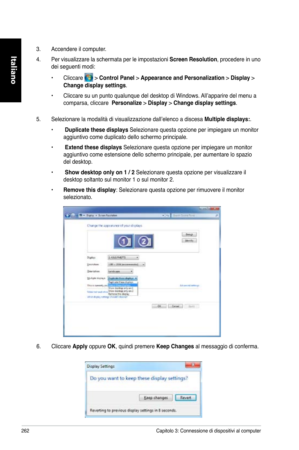 Italiano | Asus CG8270 User Manual | Page 264 / 536