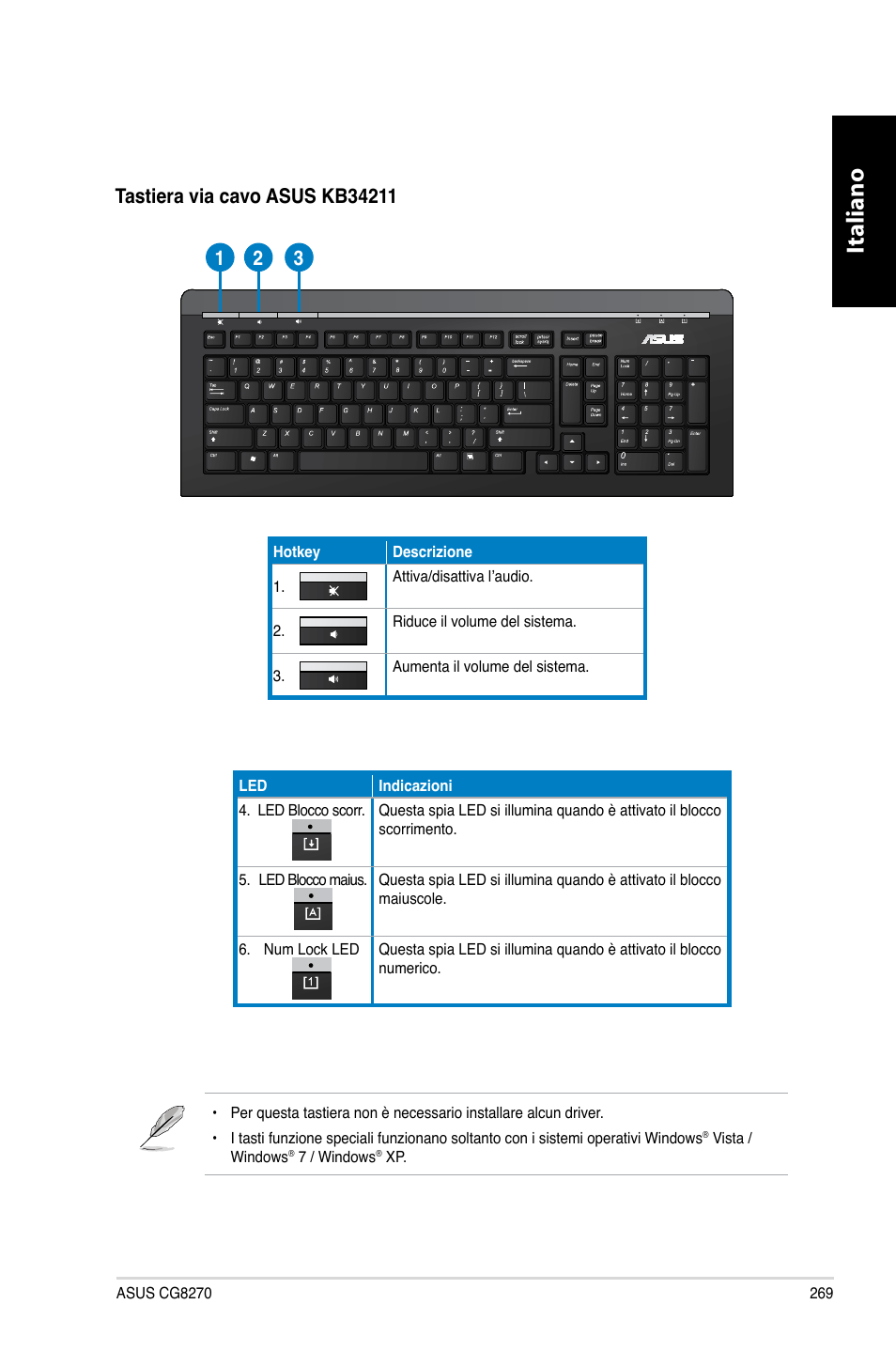 Italiano | Asus CG8270 User Manual | Page 271 / 536