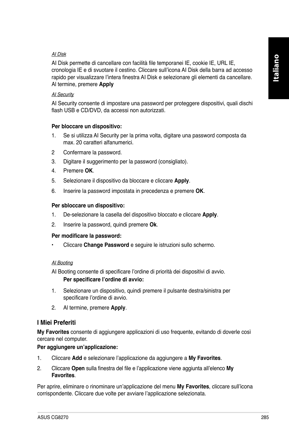 Italiano | Asus CG8270 User Manual | Page 287 / 536