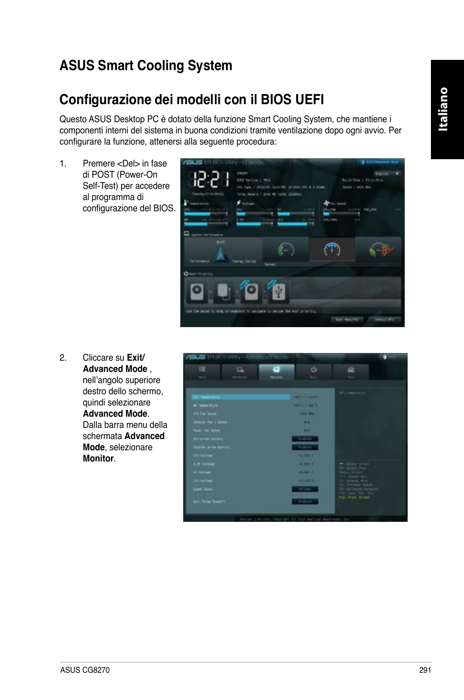 Asus smart cooling system, Italiano | Asus CG8270 User Manual | Page 293 / 536