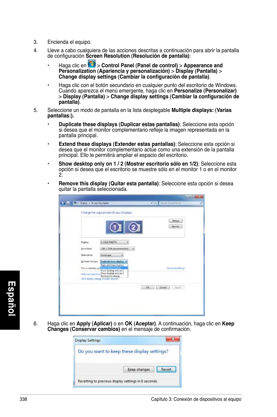 Es pa ño l es pa ño l es pa ño l es pa ño l | Asus CG8270 User Manual | Page 340 / 536