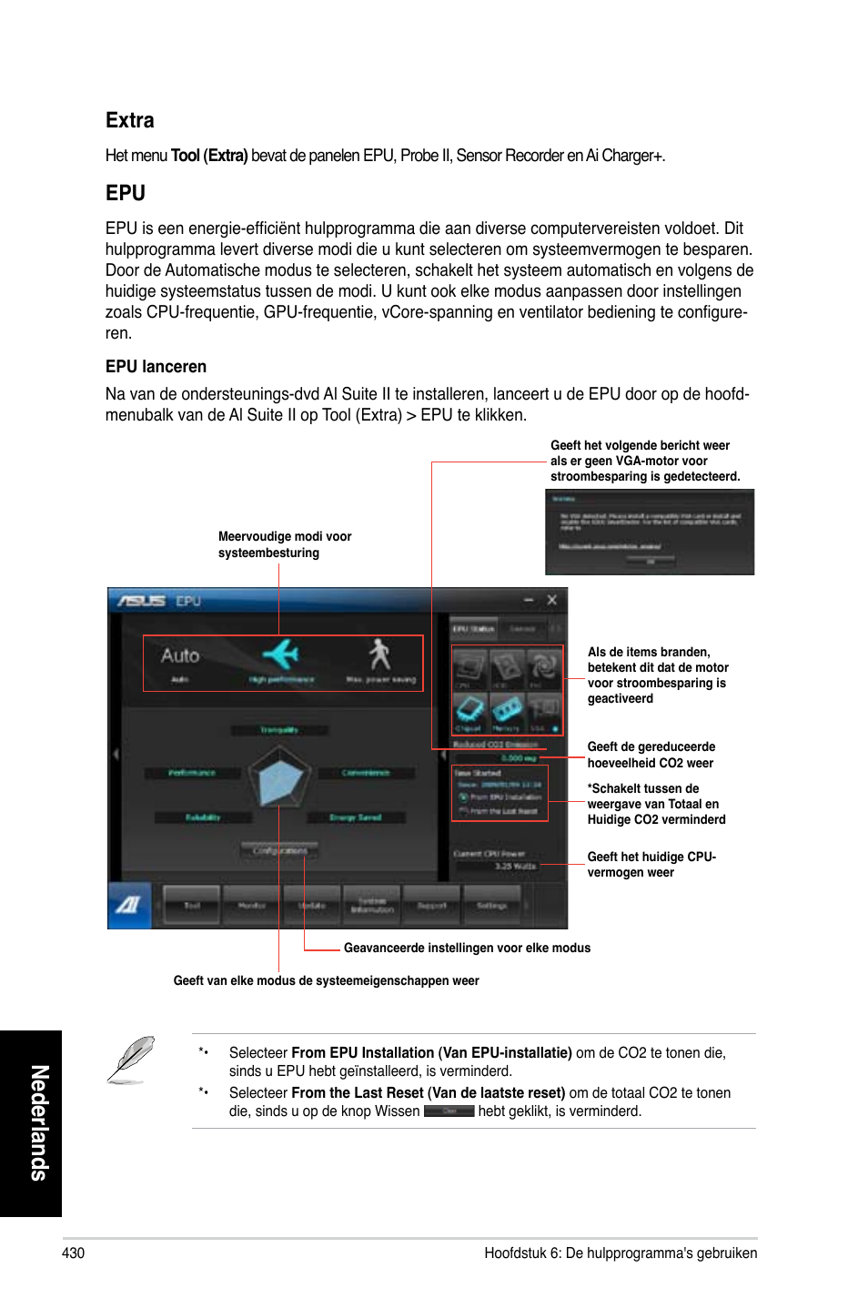 Nederlands, Extra | Asus CG8270 User Manual | Page 432 / 536