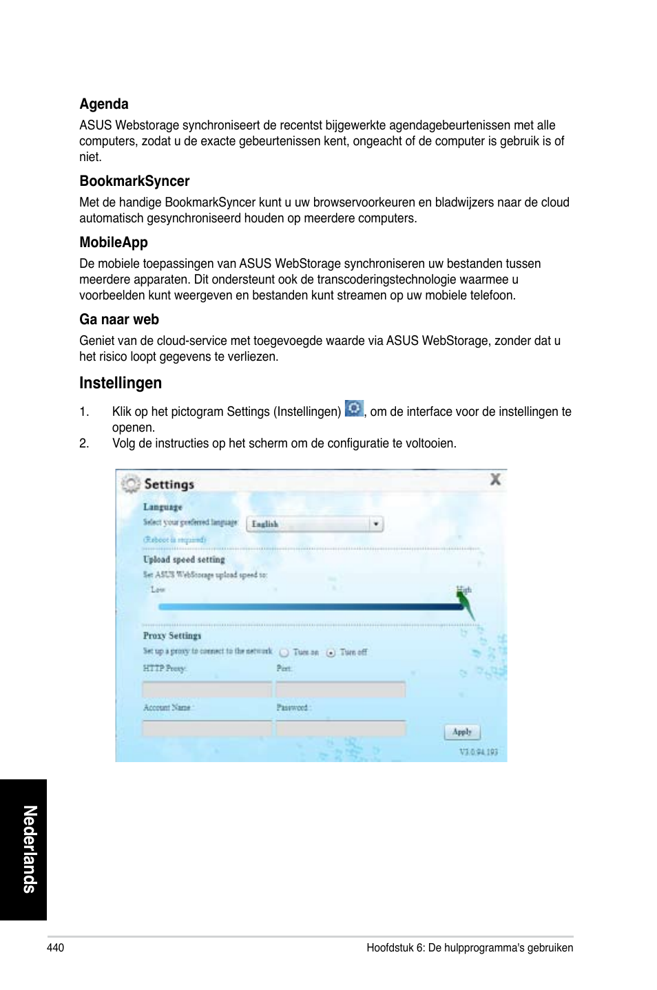 Nederlands, Instellingen | Asus CG8270 User Manual | Page 442 / 536