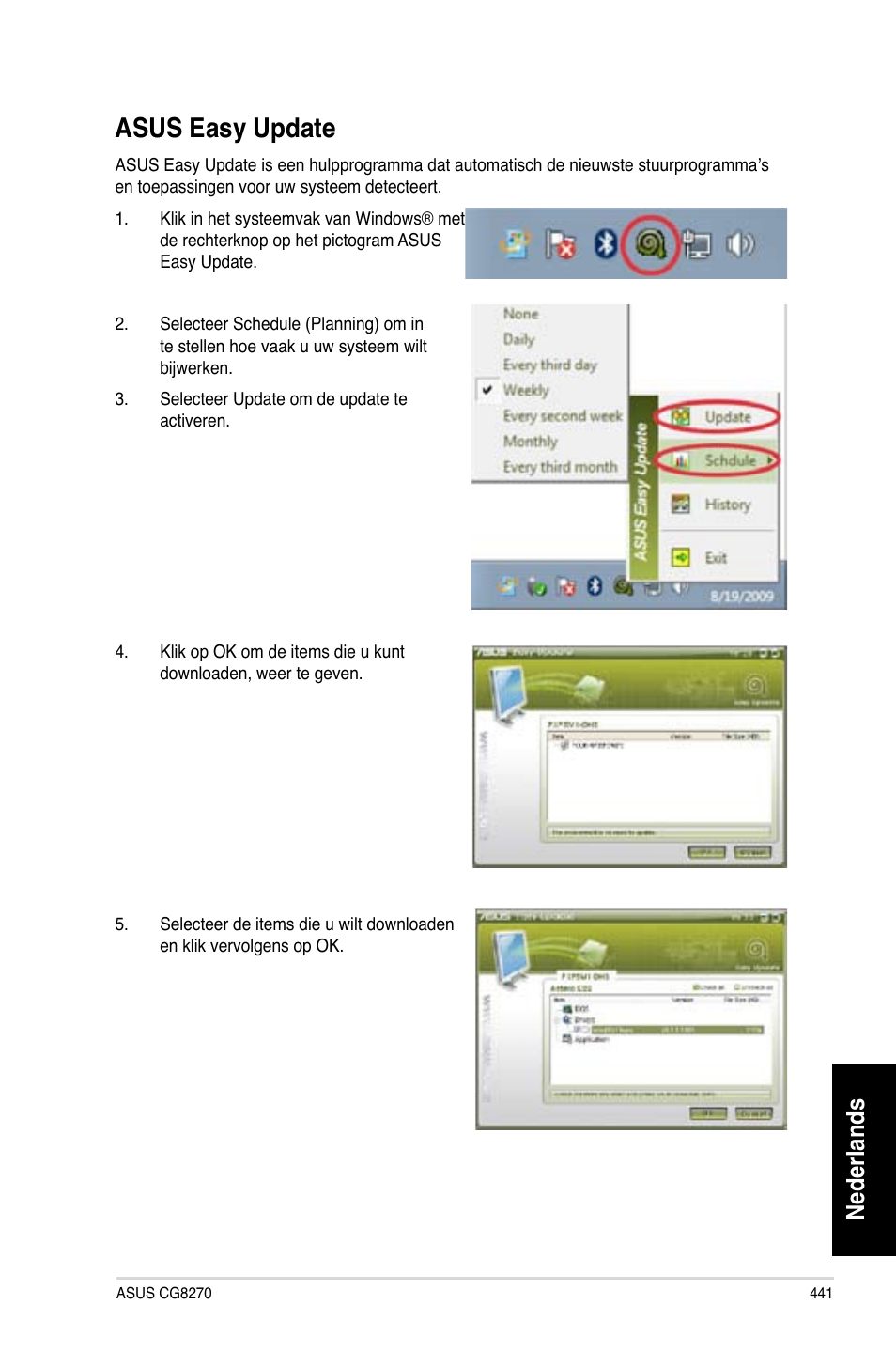 Asus easy update, Nederlands | Asus CG8270 User Manual | Page 443 / 536