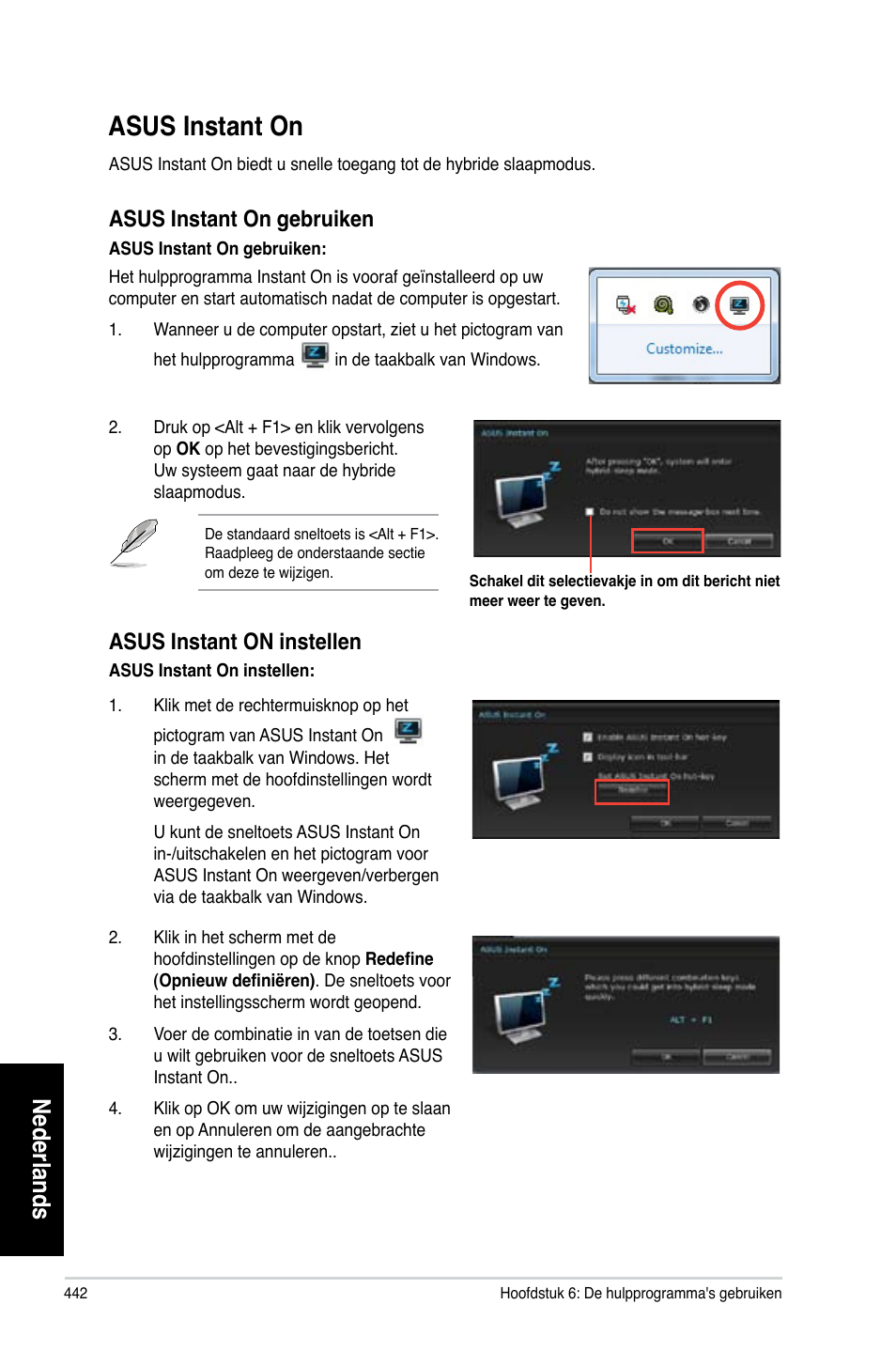 Asus instant on, Nederlands, Asus instant on gebruiken | Asus instant on instellen | Asus CG8270 User Manual | Page 444 / 536