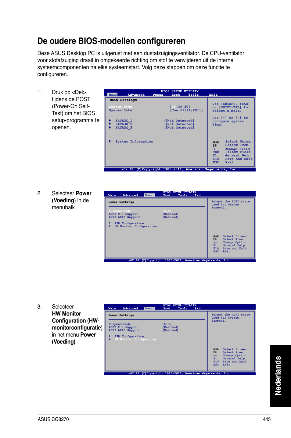 De oudere bios-modellen configureren, Nederlands | Asus CG8270 User Manual | Page 447 / 536