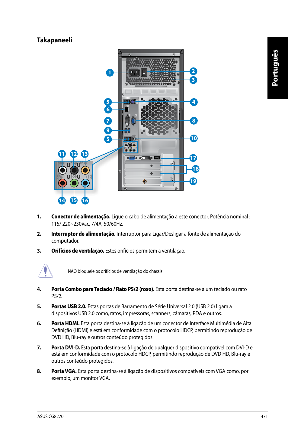 Por tuguês por tuguês, Ta�apaneeli | Asus CG8270 User Manual | Page 473 / 536