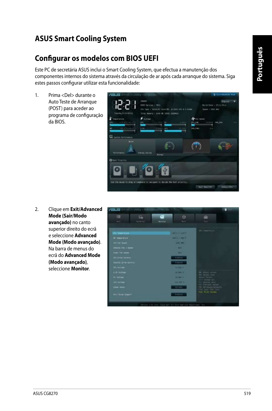 Asus smart cooling system, Por tuguês por tuguês | Asus CG8270 User Manual | Page 521 / 536