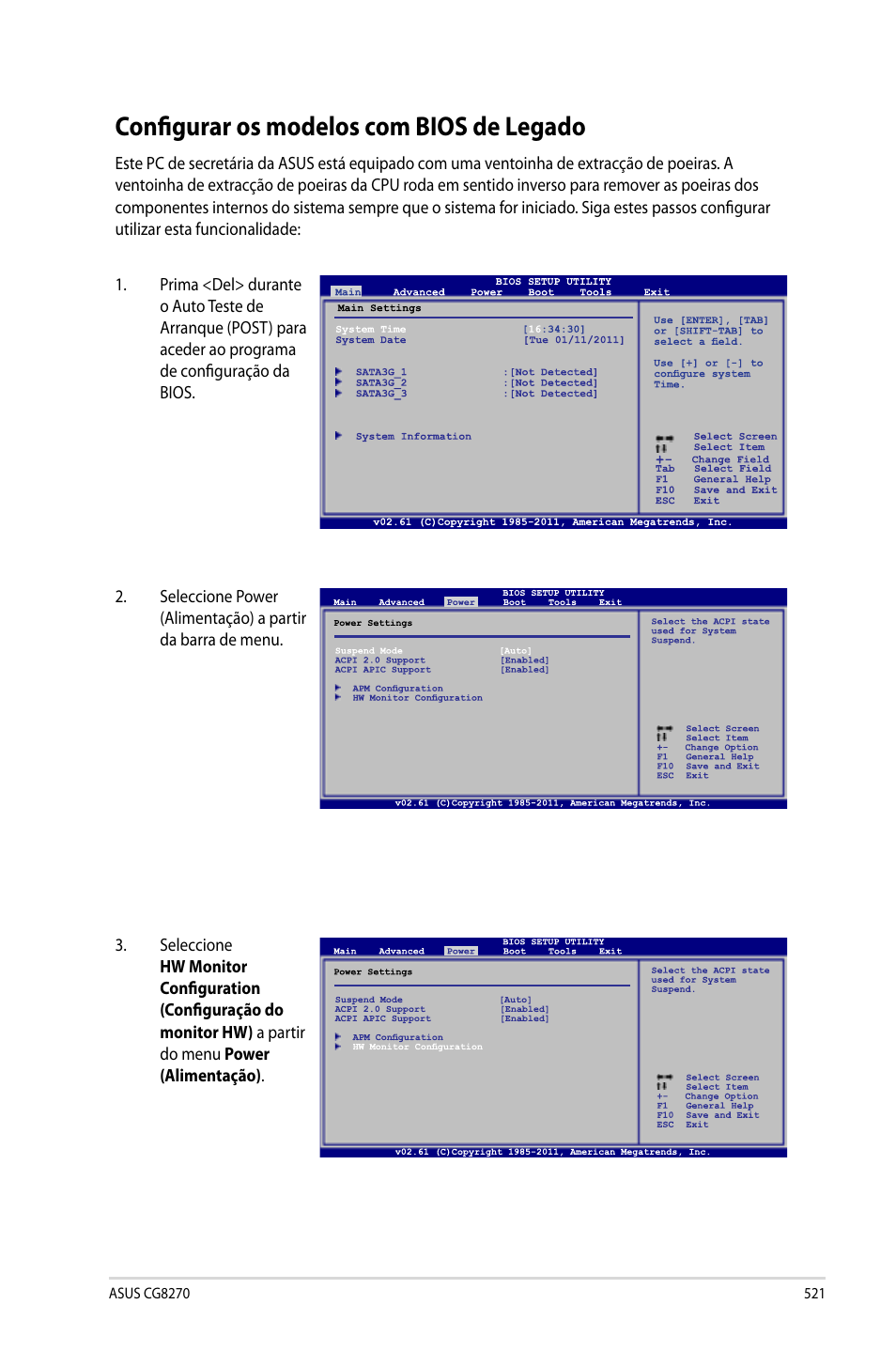 Configurar os modelos com bios de legado | Asus CG8270 User Manual | Page 523 / 536