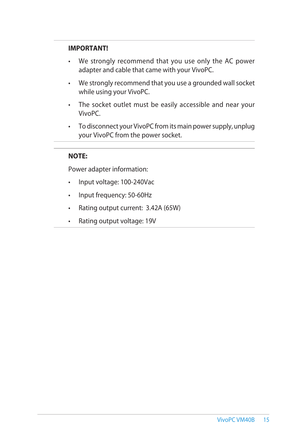 Asus VM40B User Manual | Page 15 / 52