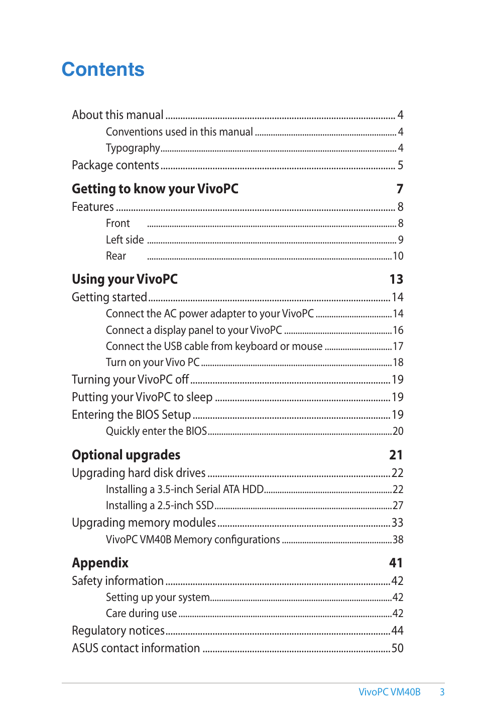 Asus VM40B User Manual | Page 3 / 52