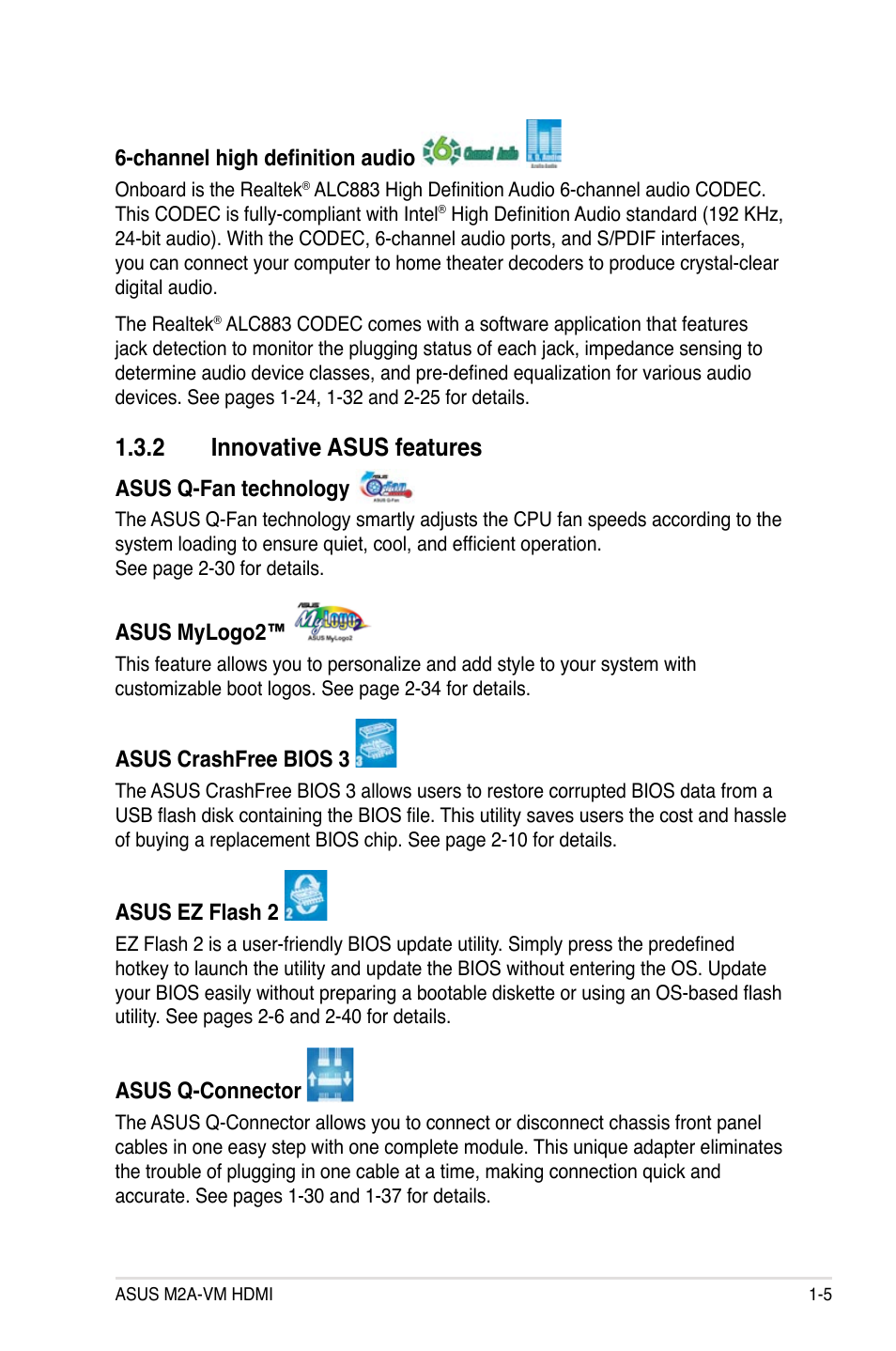 2 innovative asus features | Asus M2A-VM HDMI User Manual | Page 17 / 100