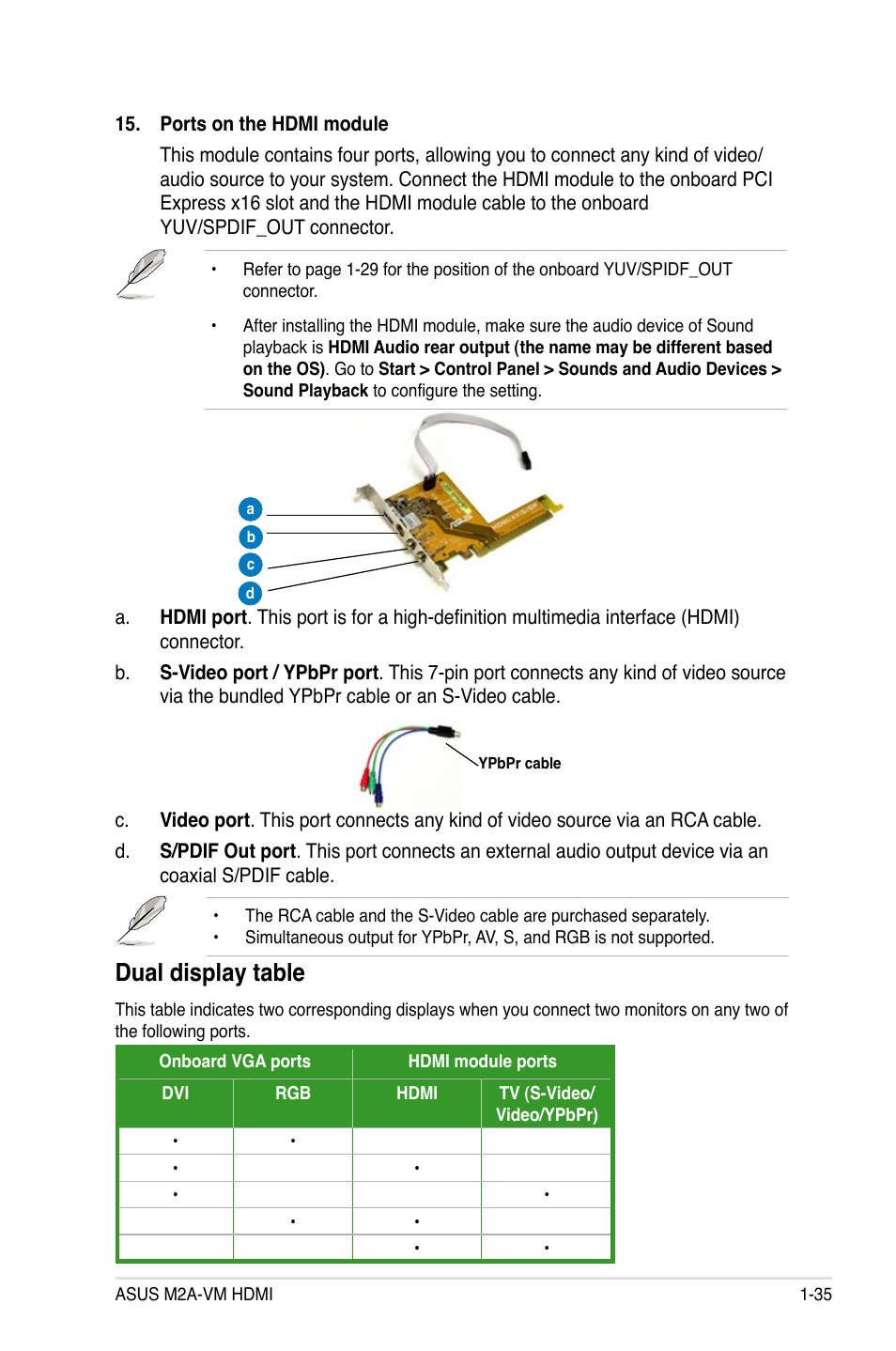 Dual display table | Asus M2A-VM HDMI User Manual | Page 47 / 100