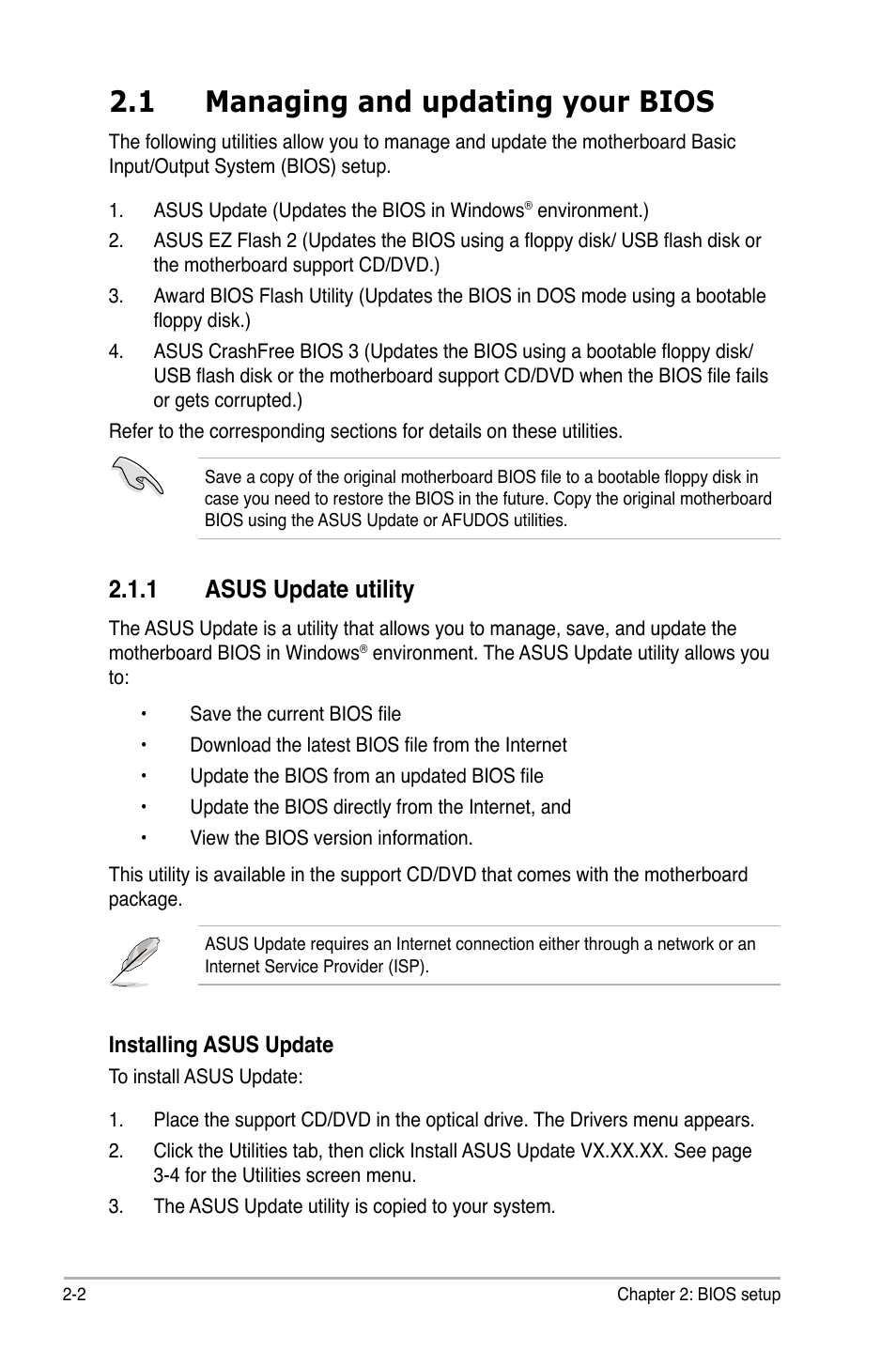 1 managing and updating your bios, 1 asus update utility | Asus M2A-VM HDMI User Manual | Page 52 / 100