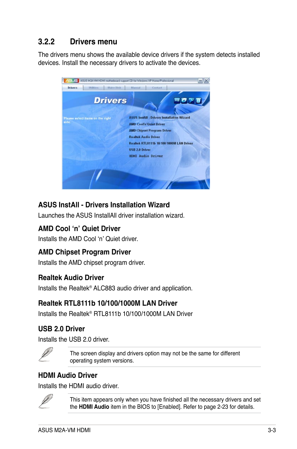 2 drivers menu | Asus M2A-VM HDMI User Manual | Page 95 / 100