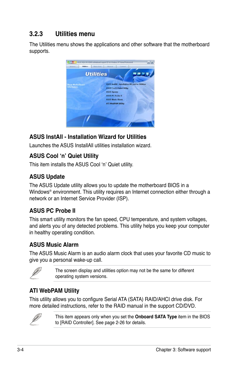 3 utilities menu | Asus M2A-VM HDMI User Manual | Page 96 / 100