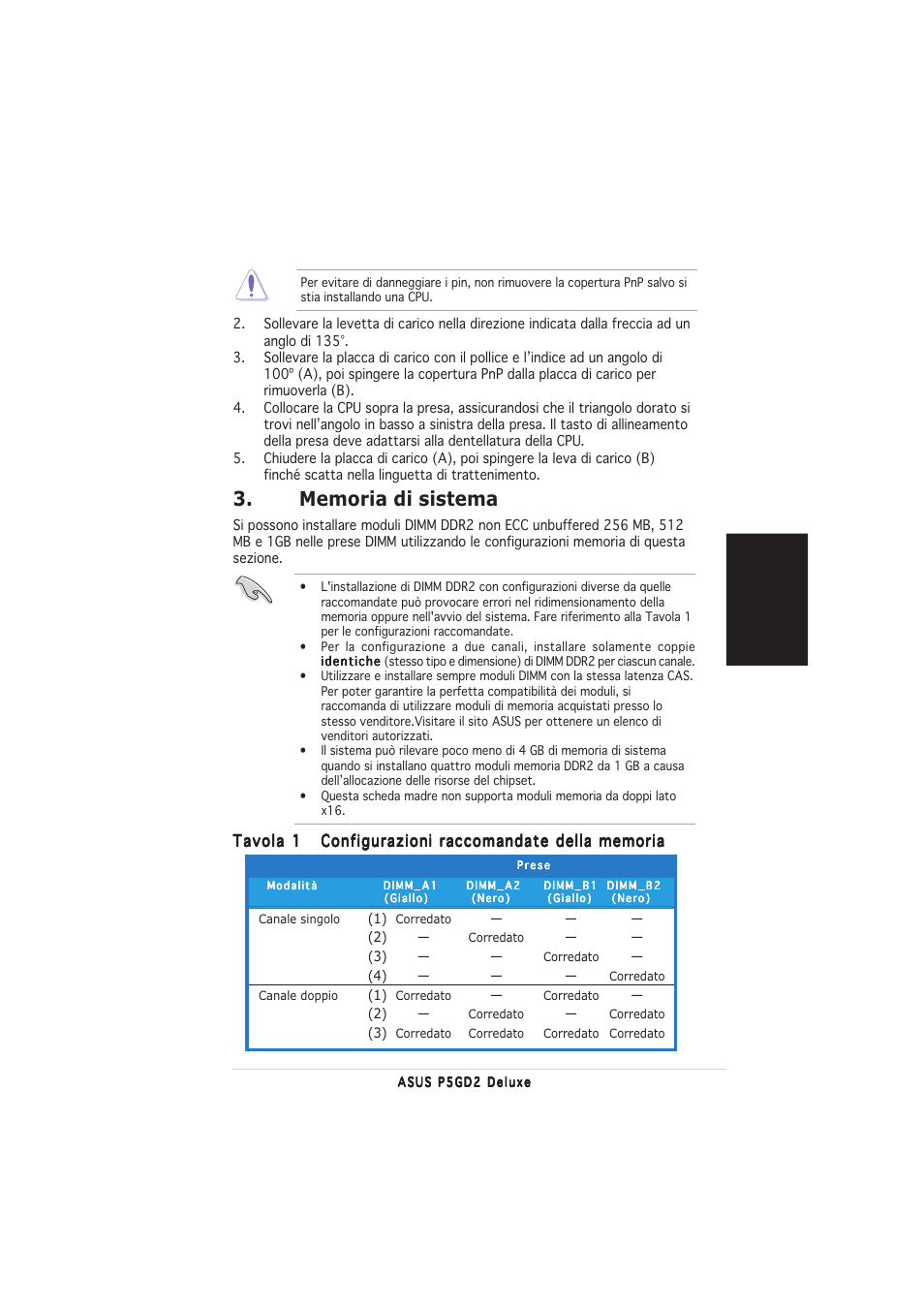 Italiano | Asus P5GD2 Deluxe User Manual | Page 9 / 16