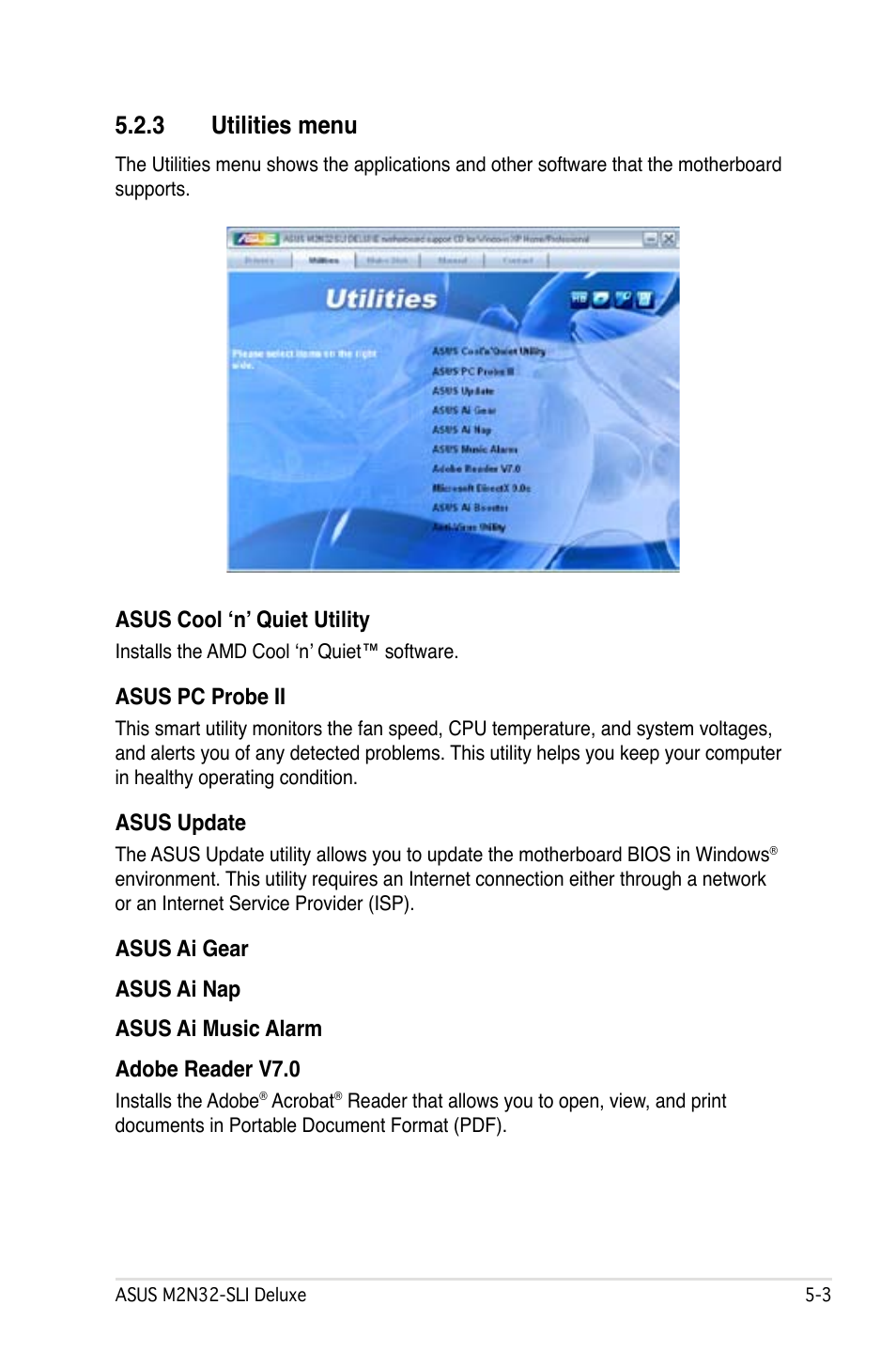 3 utilities menu | Asus M2N32-SLI Deluxe User Manual | Page 119 / 170