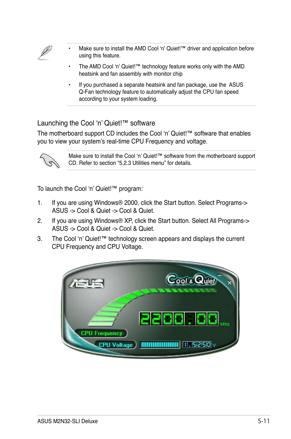 Launching the cool ‘n’ quiet!™ software | Asus M2N32-SLI Deluxe User Manual | Page 127 / 170