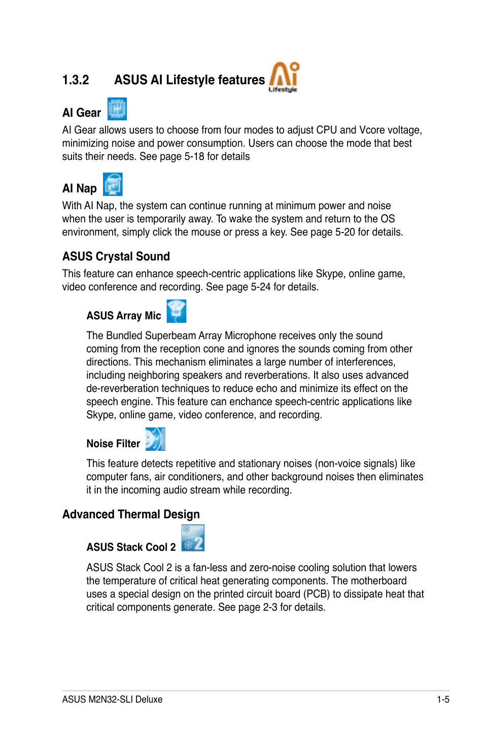 2 asus ai lifestyle features | Asus M2N32-SLI Deluxe User Manual | Page 21 / 170