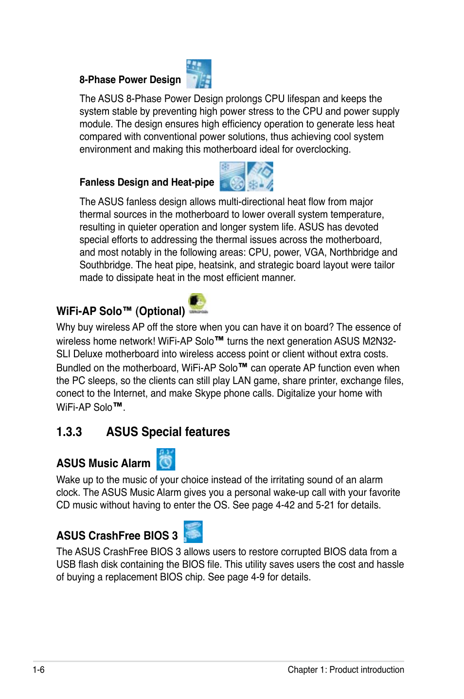 3 asus special features | Asus M2N32-SLI Deluxe User Manual | Page 22 / 170