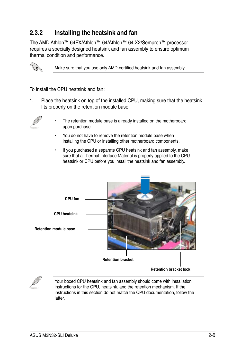 2 installing the heatsink and fan | Asus M2N32-SLI Deluxe User Manual | Page 35 / 170