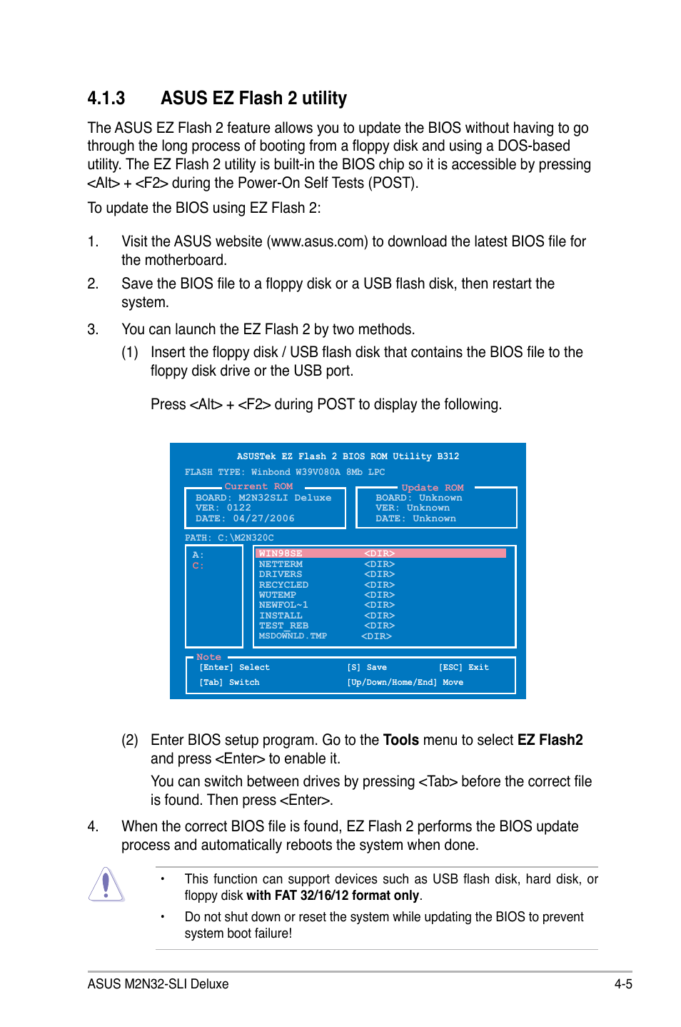 3 asus ez flash 2 utility | Asus M2N32-SLI Deluxe User Manual | Page 71 / 170