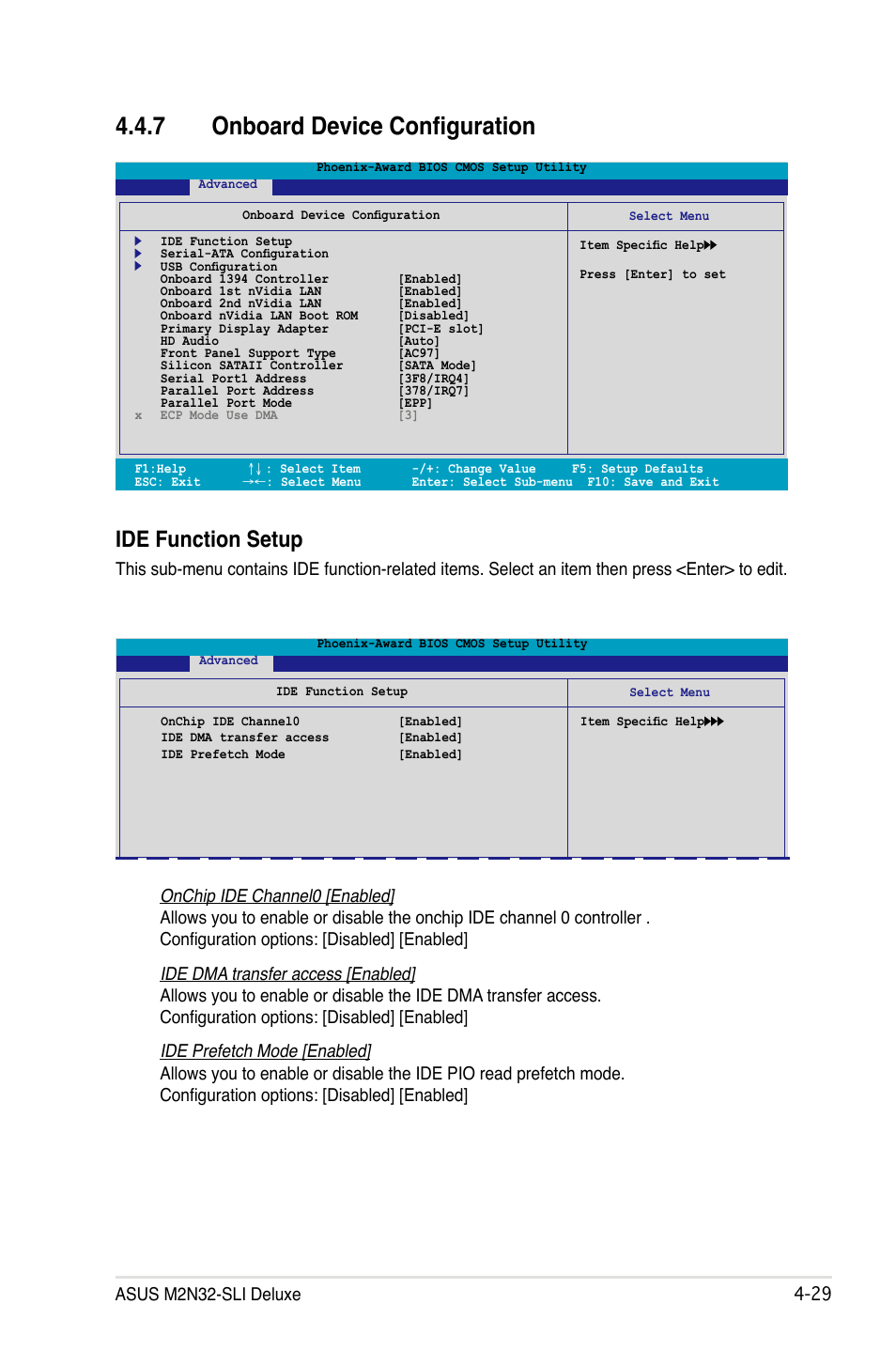 7 onboard device configuration, Ide function setup, Asus m2n32-sli deluxe -2 | Asus M2N32-SLI Deluxe User Manual | Page 95 / 170