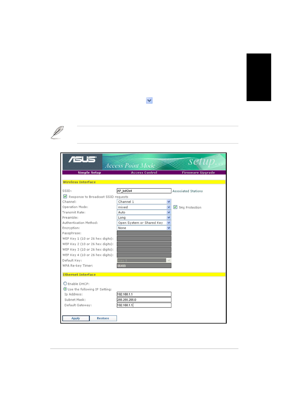 Changing the access point (ap) configuration | Asus WL-330g User Manual | Page 13 / 60