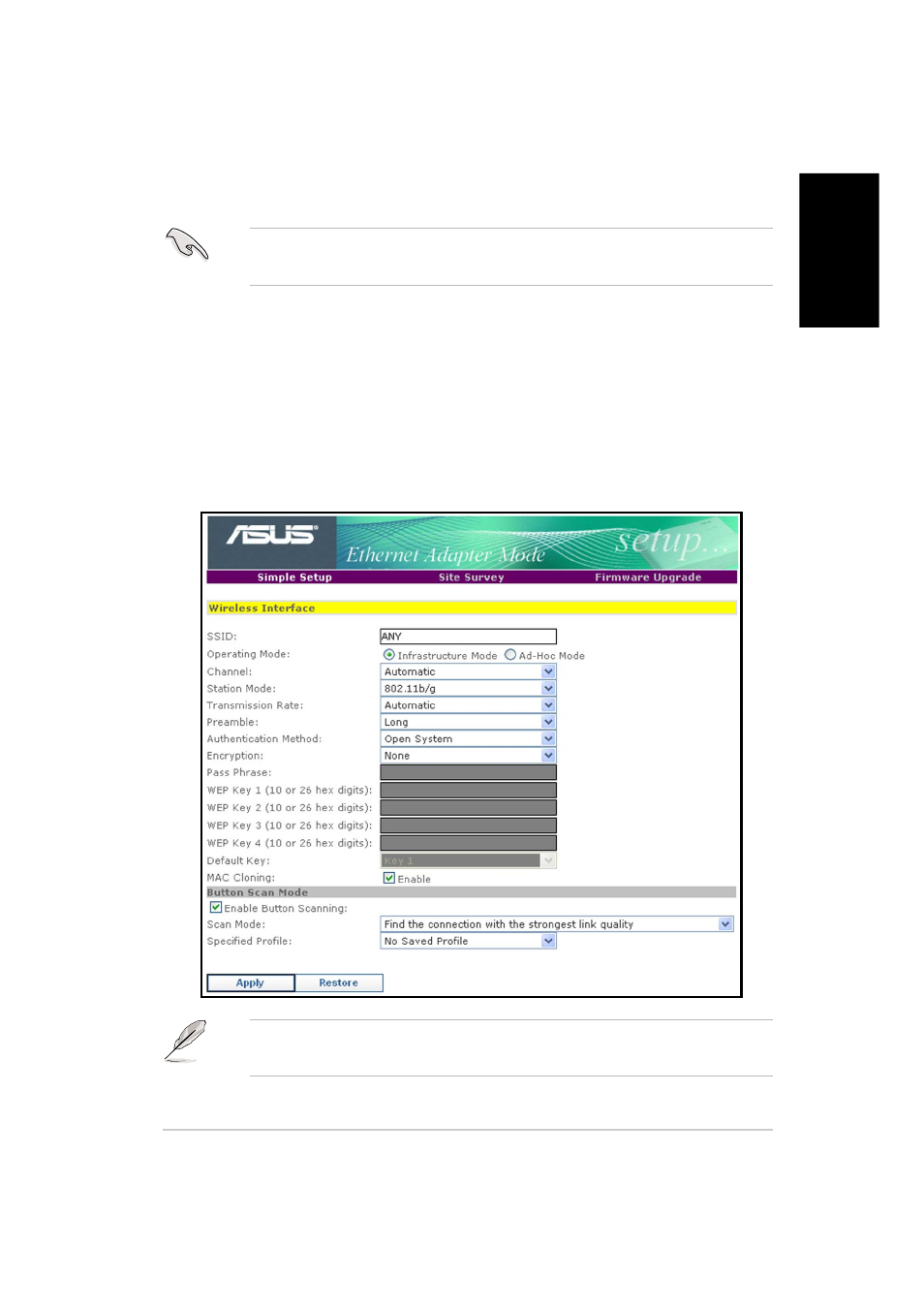 Changing the ethernet adapter configuration | Asus WL-330g User Manual | Page 17 / 60