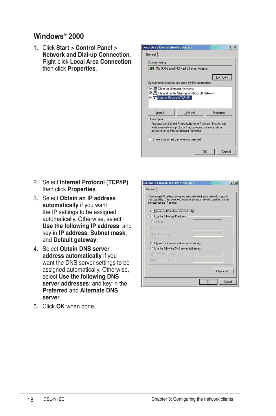 Windows | Asus DSL-N12E User Manual | Page 18 / 61