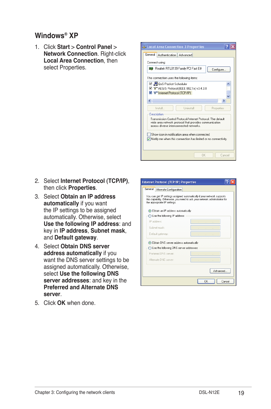 Windows | Asus DSL-N12E User Manual | Page 19 / 61