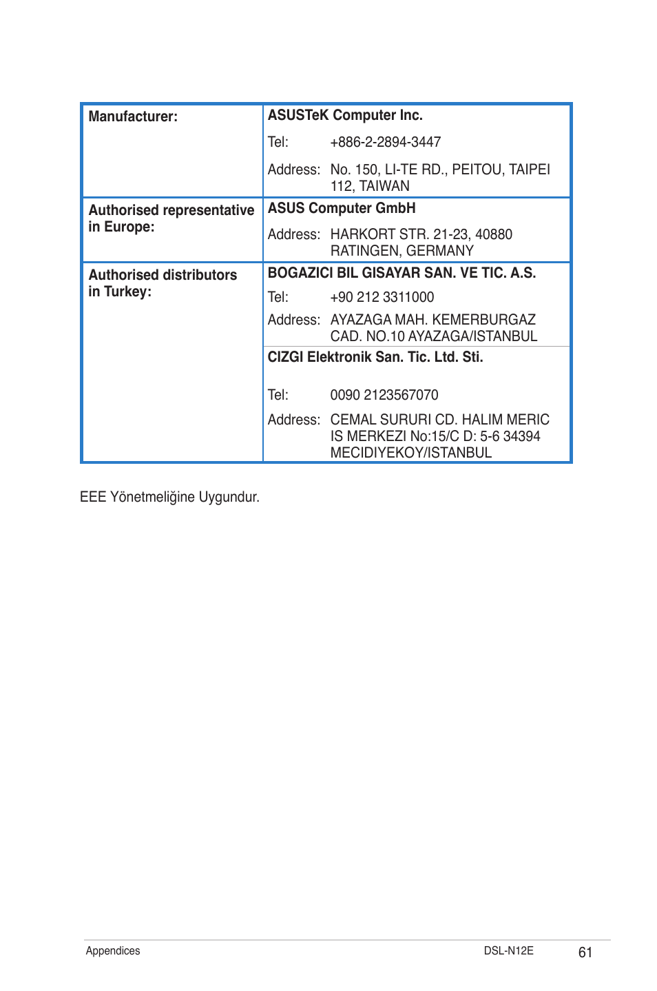 Asus DSL-N12E User Manual | Page 61 / 61