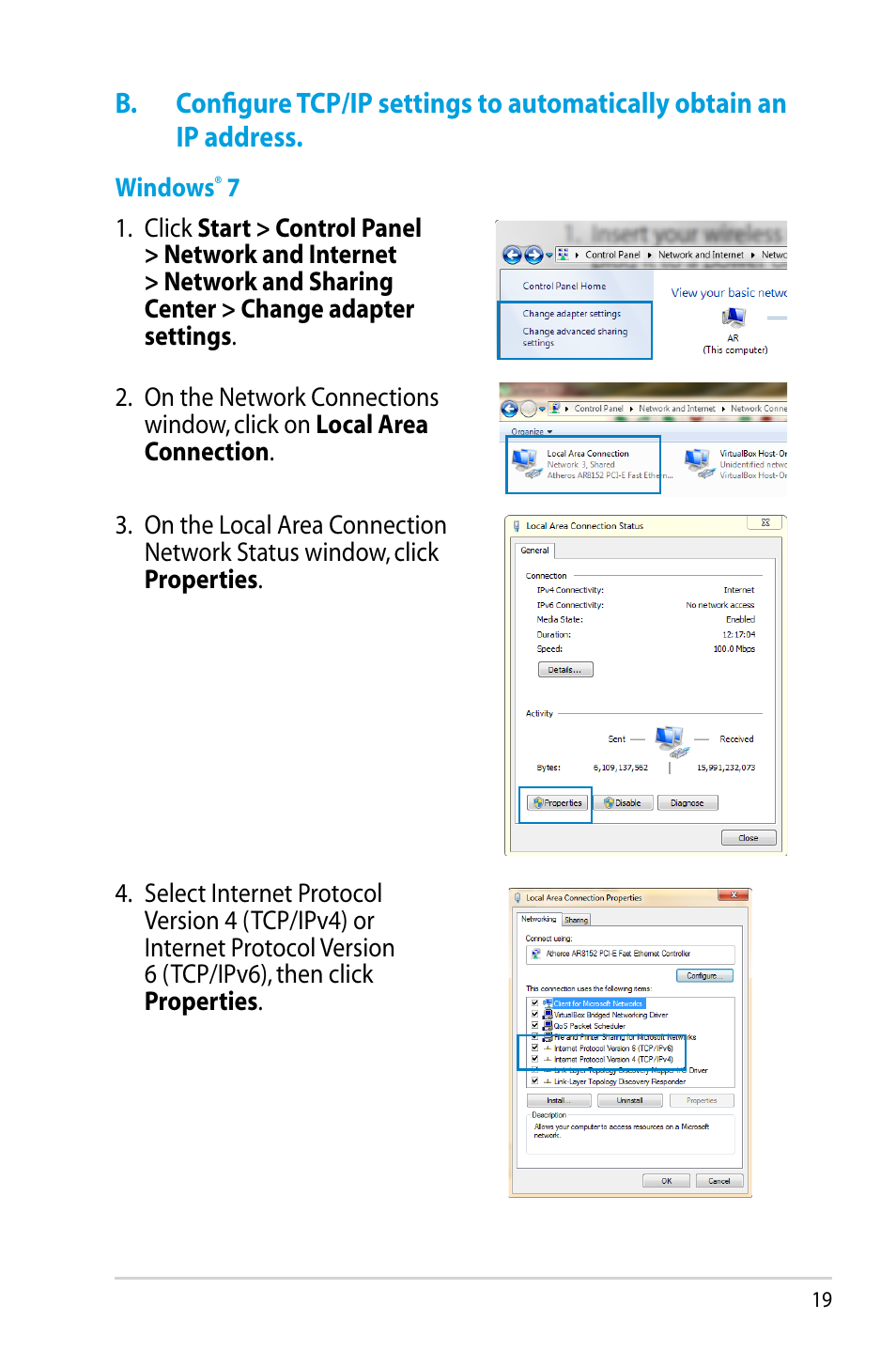 B. configure tcp/ip settings | Asus RT-N12HP User Manual | Page 19 / 68