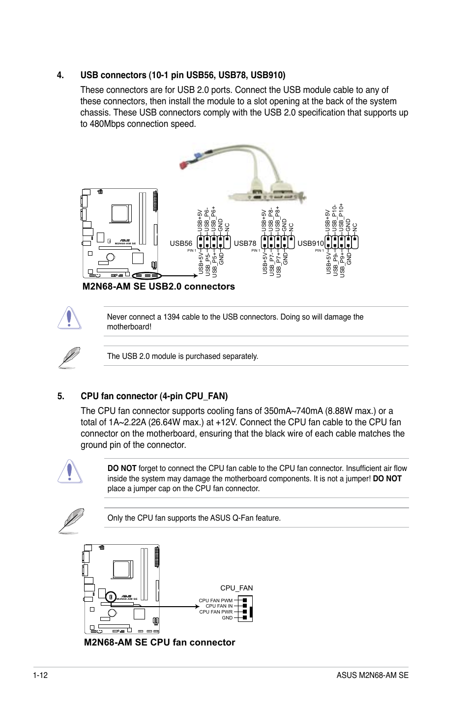 M2n68-am se cpu fan connector | Asus M2N68-AM SE User Manual | Page 21 / 40