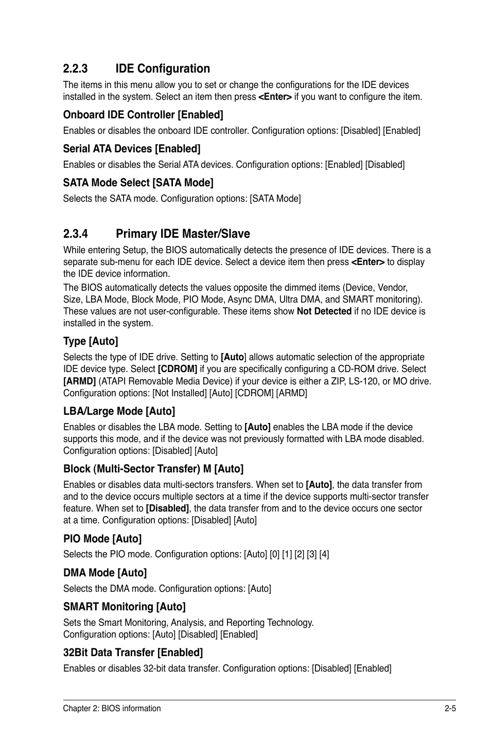 3 ide configuration, 4 primary ide master/slave, Ide configuration -5 | Primary ide master/slave -5 | Asus M2N68-AM SE User Manual | Page 29 / 40