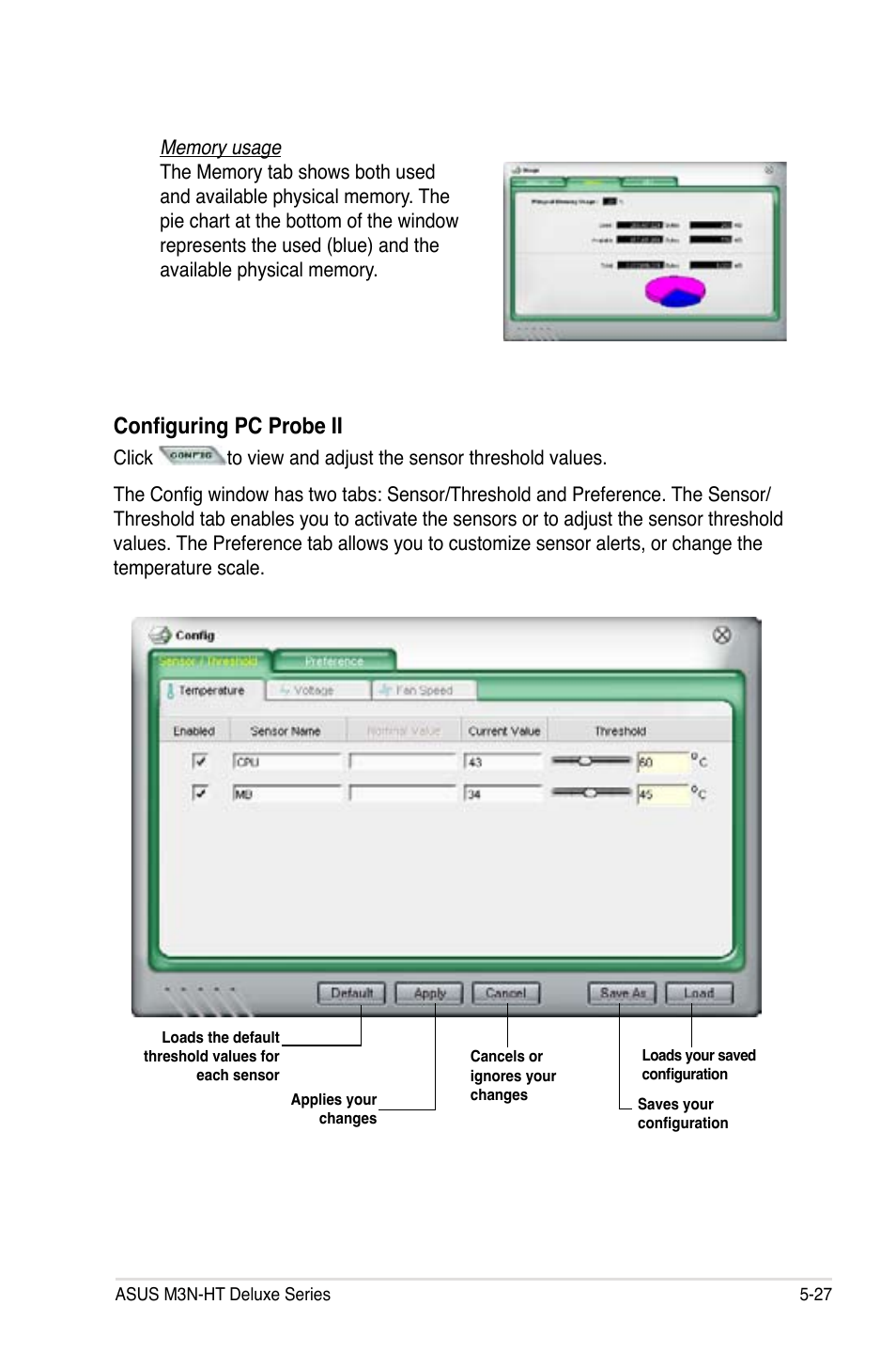 Configuring pc probe ii | Asus M3N-HT Deluxe/Mempipe User Manual | Page 145 / 178