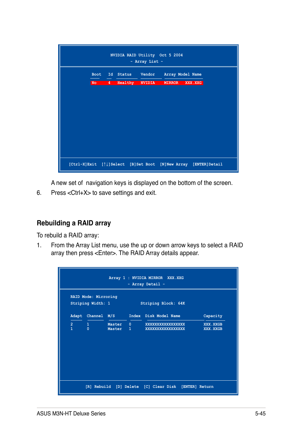 Rebuilding a raid array | Asus M3N-HT Deluxe/Mempipe User Manual | Page 163 / 178