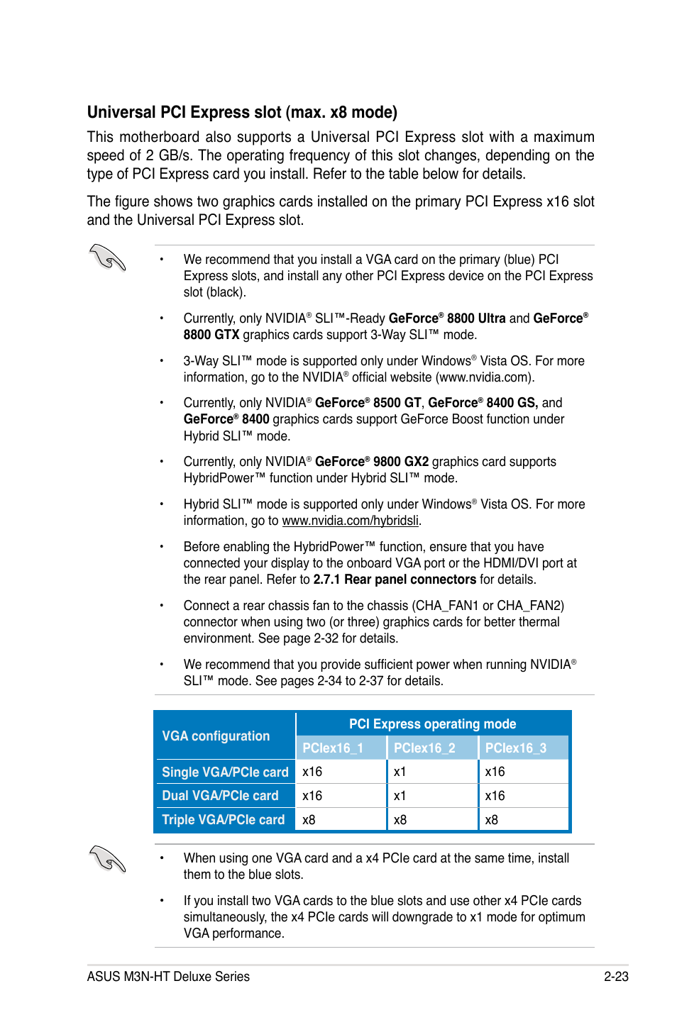 Universal pci express slot (max. x8 mode) | Asus M3N-HT Deluxe/Mempipe User Manual | Page 49 / 178