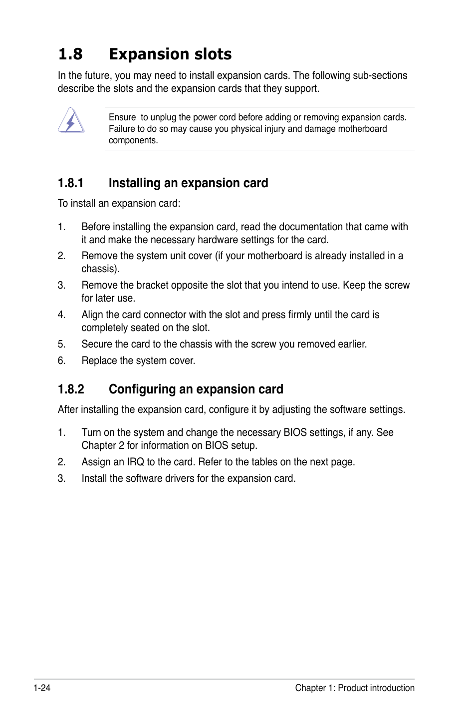 8 expansion slots, 1 installing an expansion card, 2 configuring an expansion card | Asus P5N73-CM User Manual | Page 36 / 108