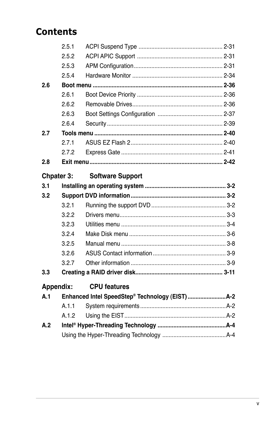 Asus P5N73-CM User Manual | Page 5 / 108