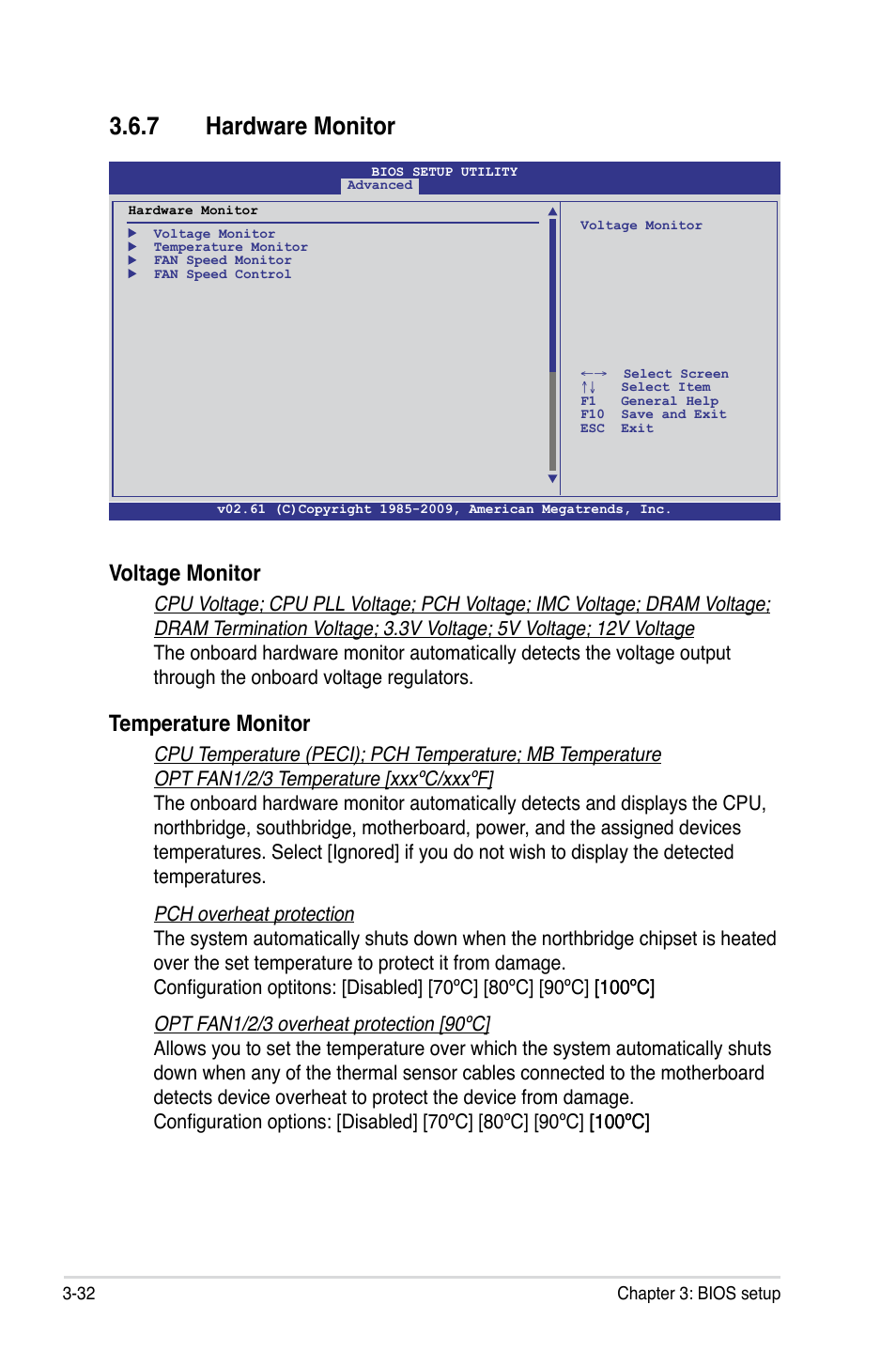 7 hardware monitor, Voltage monitor, Temperature monitor | Asus Maximus III Formula User Manual | Page 106 / 172